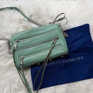Rebecca Minkoff Mint Leather Crossbody Bag, Sage Fringe Crossbody Boho Bag
